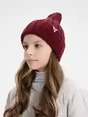 Багровый детская вязаная шапка Kid, тыковка-луковка с отворотом для девочек
