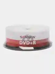 Диски DVD+R SONNEN 4,7GB 16x Cake Box (упаковка на шпиле) КОМПЛЕКТ 25шт, 513532