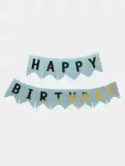 Голубой гирлянда растяжка Happy Birthday / С днём рождения, бумажное украшение для праздника