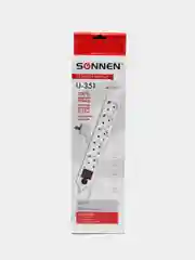 Сетевой фильтр SONNEN U-351, 5 розеток, с заземлением, выключатель, 10А, длина 1,8 м