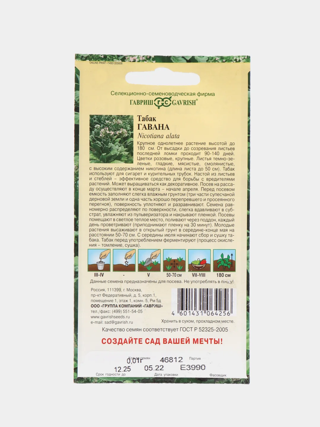 Семена Табак курительный "Гавана", Гавриш