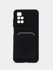 Черный чехол для Xiaomi Redmi 10 (Редми 10), с карманом для карт