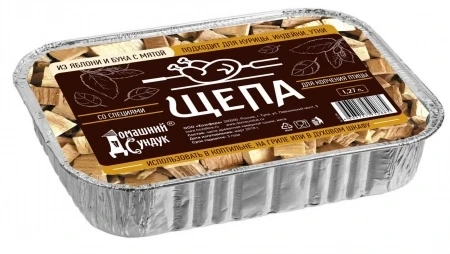 Щепа для копчения ПТИЦЫ, Яблоня и Бук с Мятой, в лотке 1,27л