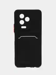 Черный чехол Infinix NOTE 12 2023 NOTE 12 PRO 4G Ноут 12 Про с карманом для карт, прозрачный