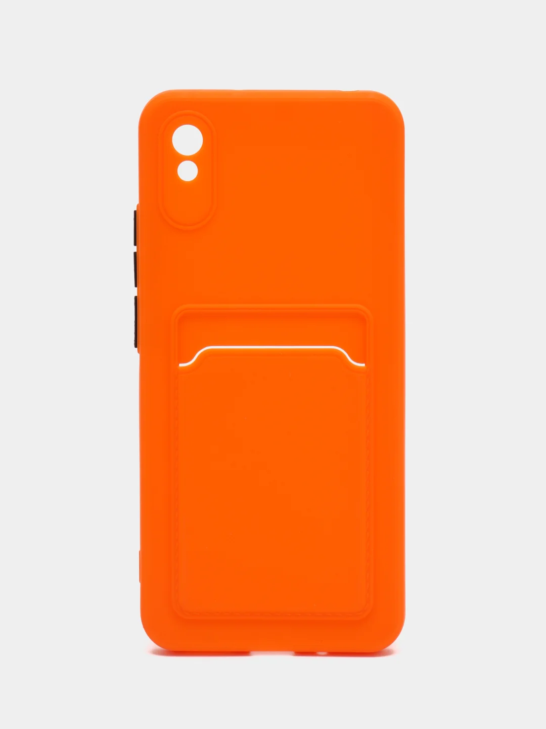 Оранжевый силиконовый чехол для Xiaomi Redmi 9A (Сяоми Редми 9А), с карманом для карт, прозрачный