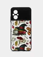Тёмно-бордовый чехол с рисунком на Xiaomi Poco M5 и Poco M4 5G (Сяоми Поко М5 и Поко М4 5G)