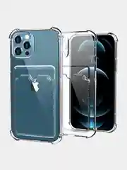 Оранжевый чехол с карманом для карт iPhone XR, 11, 12, 13, 14, 15, Pro, Pro Max, Plus, 7, 8, айфон