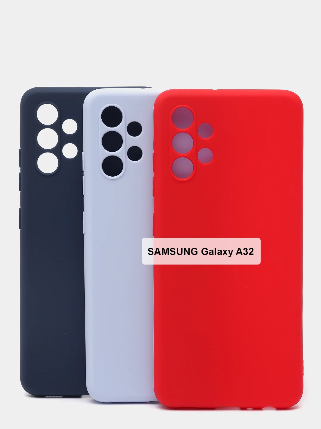 Голубой чехол Samsung A12 / M12 / A22 / M32 / M22 / A32 силиконовый с защитой камеры