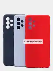 Голубой чехол Samsung A12 / M12 / A22 / M32 / M22 / A32 силиконовый с защитой камеры