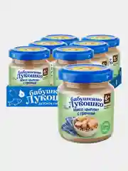 Пюре мясное Бабушкино Лукошко Мясо цыплят с гречневой крупой, с 6-ти мес., 100 г, уп 6 шт