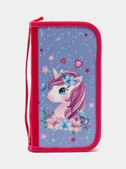 Пенал ПИФАГОР, 3 отделения, ламинированный картон, 19х11 см, Dreamy unicorn, 270891