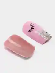 Ногти накладные с дизайном, розовые с рисунками