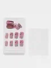 Ногти накладные с дизайном, розовые с рисунками
