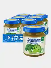 Пюре овощное Бабушкино Лукошко "Капуста брокколи", с 4-х месяцев, 100 г, 6 штук