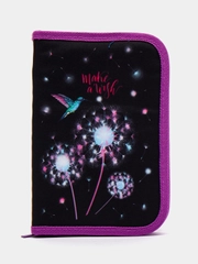 Пенал BRAUBERG, 1 отделение, 1 откидная планка, полиэстер, 21х14 см, Hummingbird, 270713