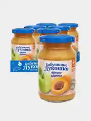 Пюре фруктовое Бабушкино Лукошко, яблоко, абрикос, с 5 месяцев, 6 штук по 190 г