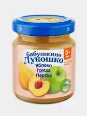Пюре фруктовое Бабушкино Лукошко Яблоки, груши и персики с 5-ти месяцев , 100 г , уп 6 шт