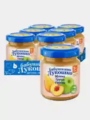 Пюре фруктовое Бабушкино Лукошко Яблоки, груши и персики с 5-ти месяцев , 100 г , уп 6 шт