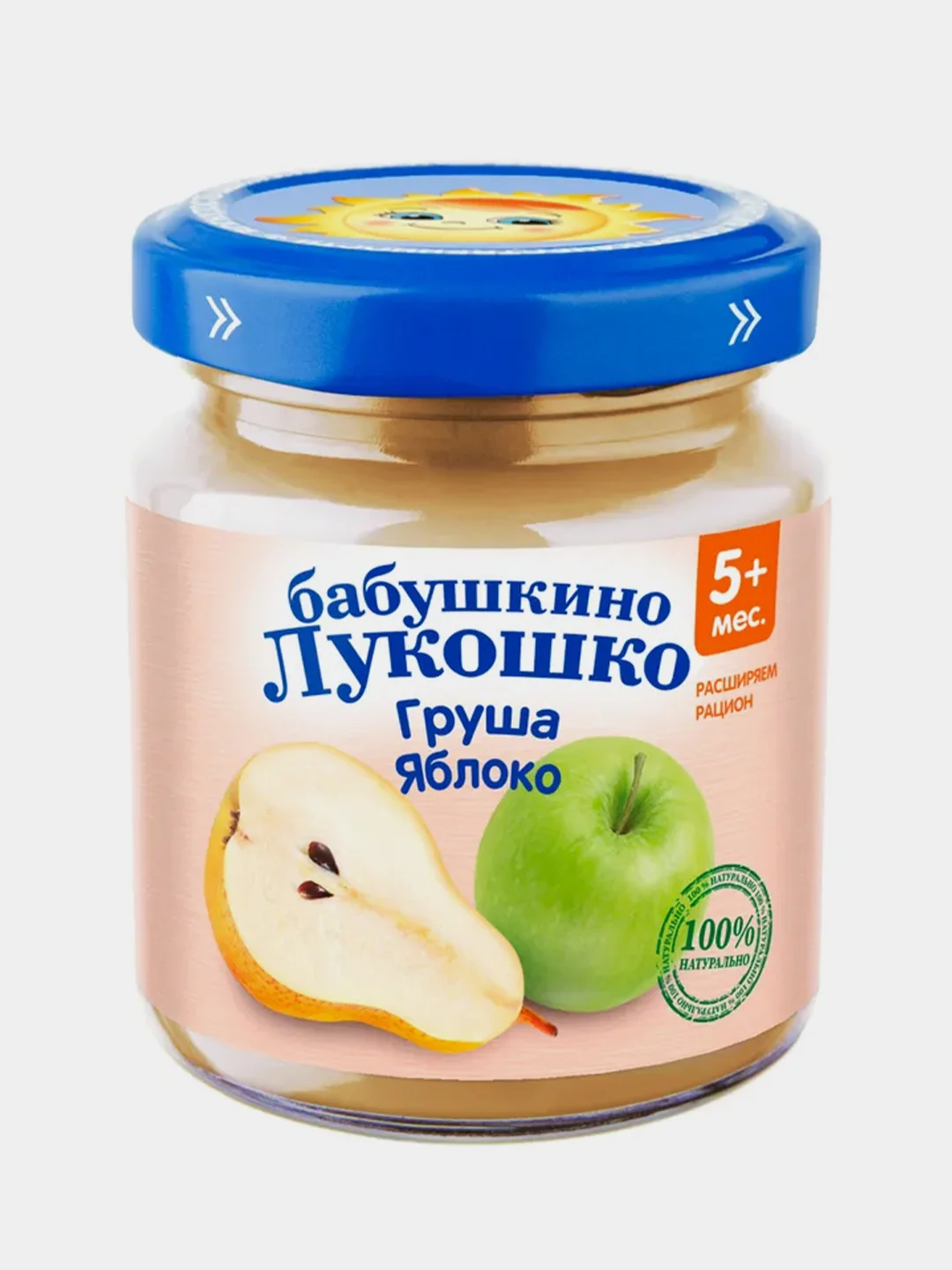 Пюре фруктовое Бабушкино Лукошко Груши и яблоки с 5-ти месяцев , 100 г , уп 6 шт