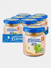 Пюре фруктовое Бабушкино Лукошко Груши и яблоки с 5-ти месяцев , 100 г , уп 6 шт