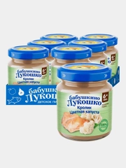 Пюре овощное Бабушкино Лукошко Цветная капуста с кроликом с 6-ти месяцев, 100 г, уп 6 шт