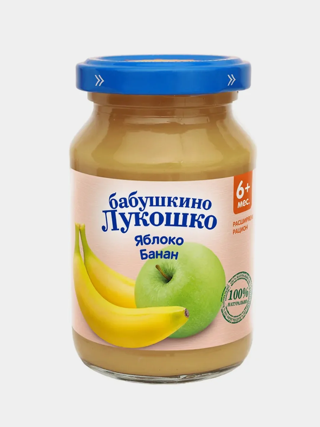 Пюре фруктовое Бабушкино Лукошко Яблоки и бананы с 6-ти месяцев , 190 г , уп 6 шт