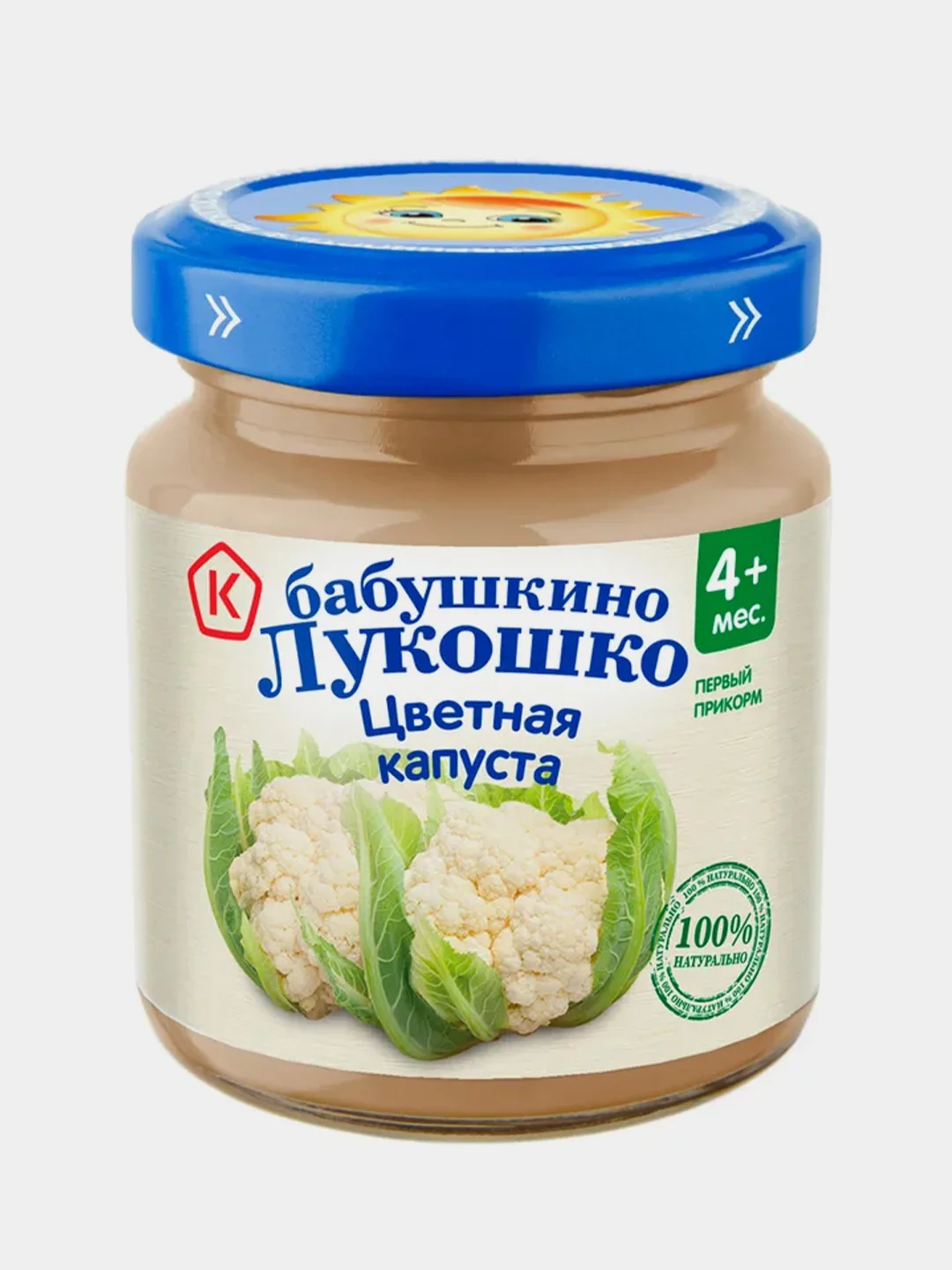 Пюре овощное Бабушкино Лукошко, с цветной капустой, с 4-х месяцев , 6 штук по 100 г
