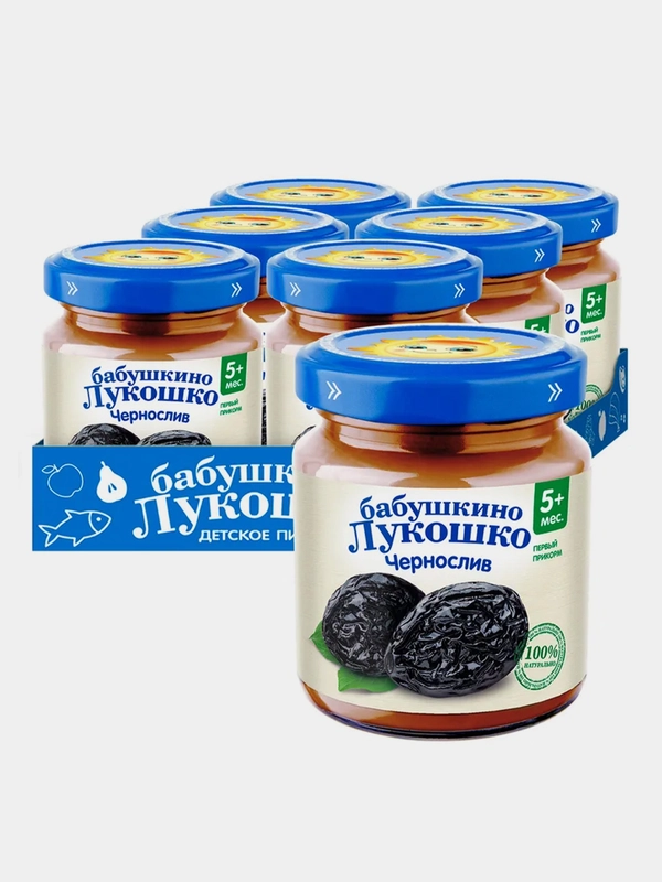 Пюре фруктовое Бабушкино Лукошко Чернослив с 5-ти месяцев , 100 г , уп 6 шт