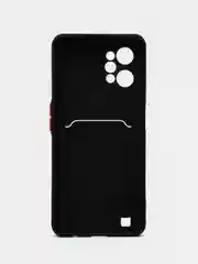 Черный силиконовый чехол для Realme C31 (Реалми С31), с карманом для карт, прозрачный