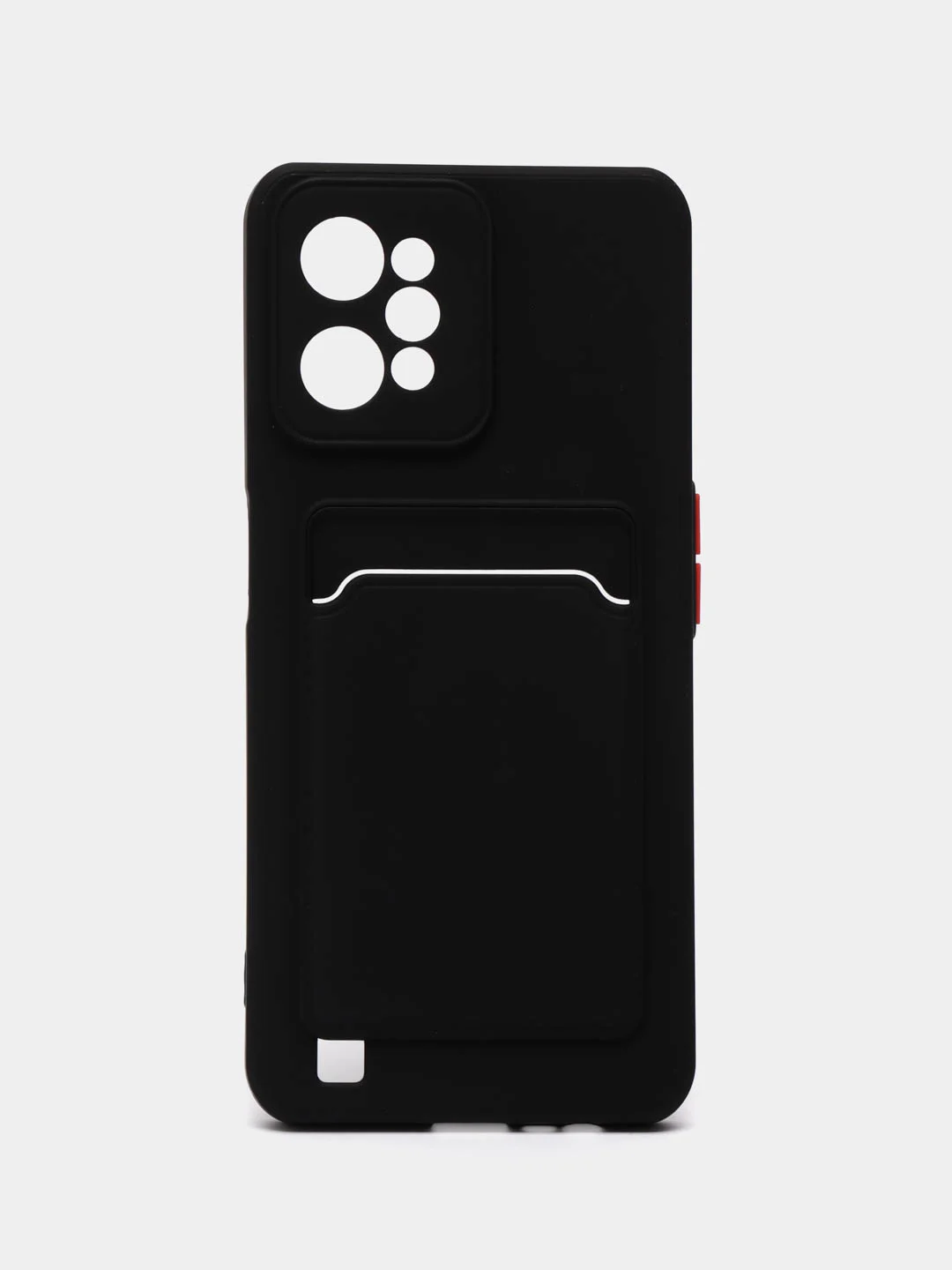 Черный силиконовый чехол для Realme C31 (Реалми С31), с карманом для карт, прозрачный