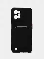 Черный силиконовый чехол для Realme C31 (Реалми С31), с карманом для карт, прозрачный
