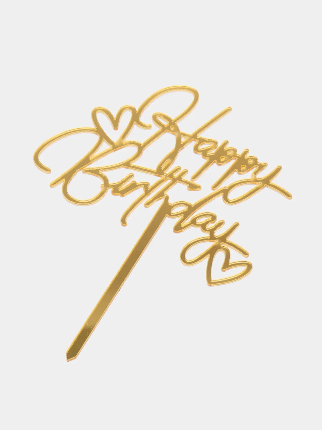 Золотой топпер для украшения торта Happy Birthday
