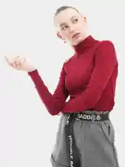 Багровый водолазка в рубчик, женская