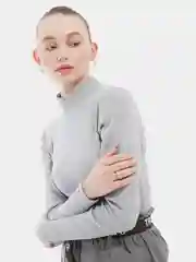 Серый водолазка в рубчик, женская