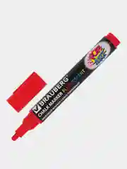 Маркер меловой BRAUBERG "POP-ART", сухостираемый, для гладких поверхностей, 5 мм, КРАСНЫЙ