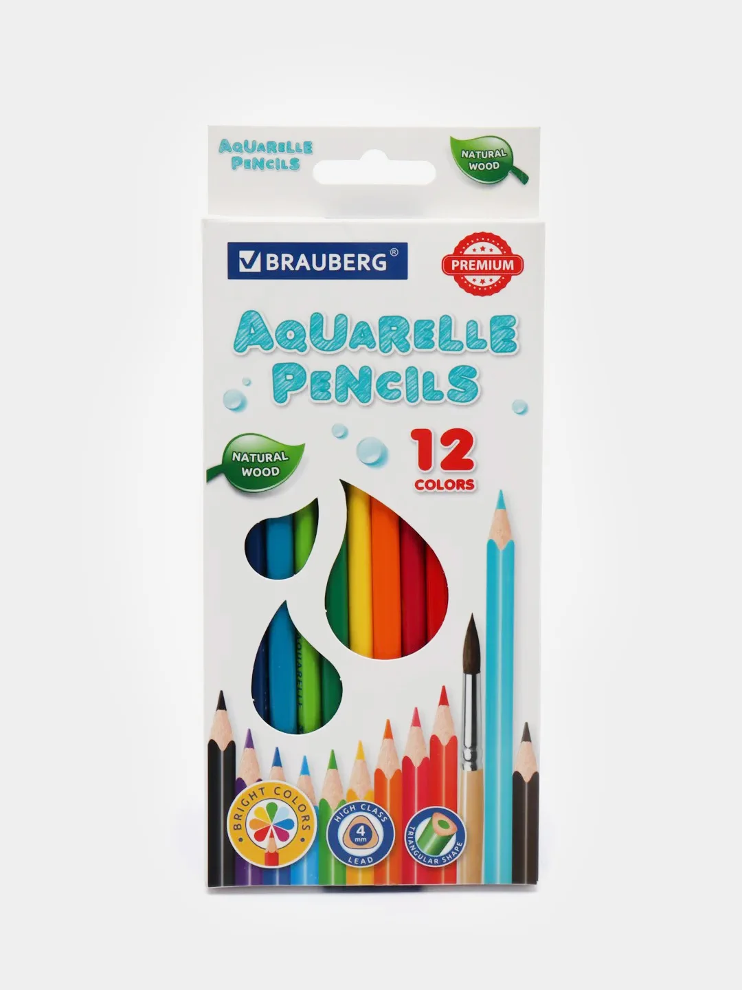 Карандаши цветные акварельные Brauberg Premium Aquarelle, 12 цветов