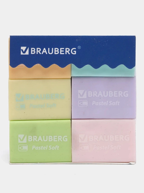 Ластики BRAUBERG "Pastel Soft" 12 штук
