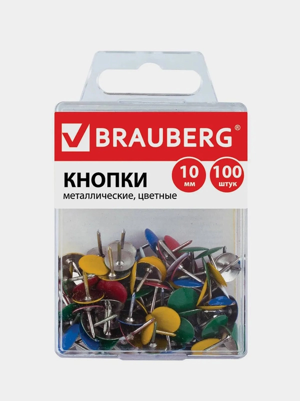 Кнопки канцелярские BRAUBERG, 100 шт.