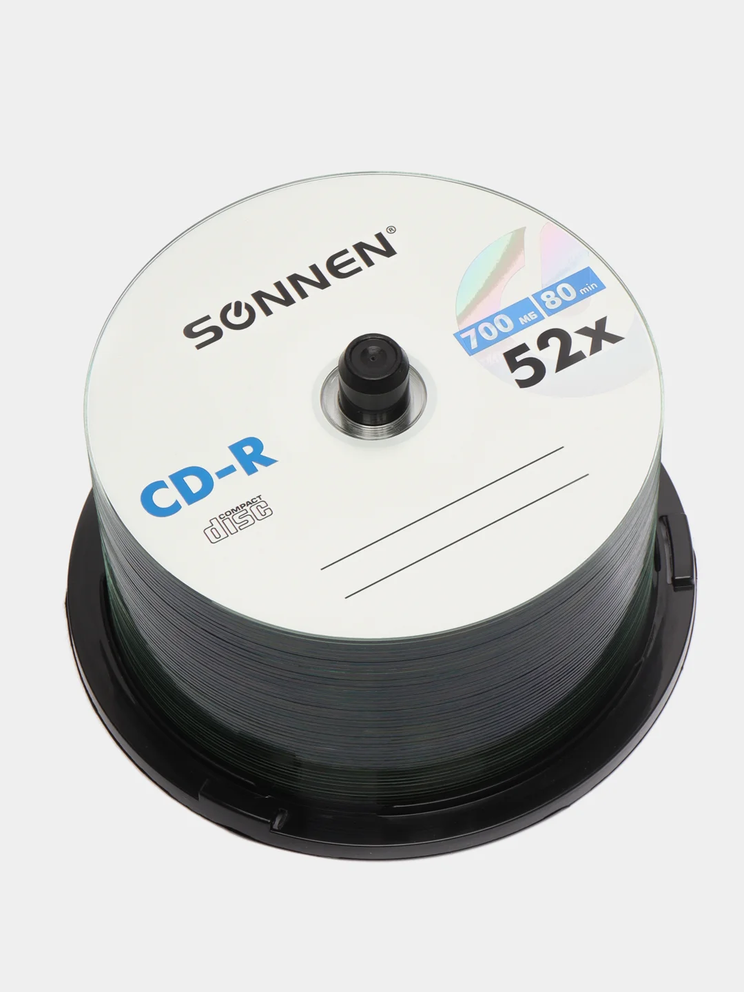 Диски CD-R SONNEN 700Mb 52x Cake Box (упаковка на шпиле) КОМПЛЕКТ 50шт, 512570