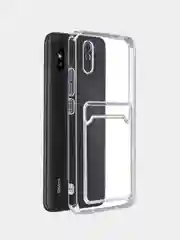 Силиконовый чехол для Xiaomi Redmi 9A / Сяоми Редми 9А прозрачный, с карманом для карт