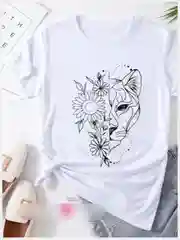 Белый футболка женская, с печатью