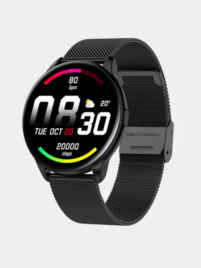 Золотой смарт часы  Smart Watch Y 90, круглые, металлический ремешок
