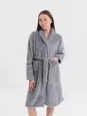 Серый халат женский банный, плюшевый, на запахе, 3 цвета