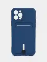 Темно-синий чехол с карманом для iPhone, защитой камеры, однотонный, силиконовый