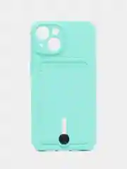 Бирюзовый чехол с карманом для iPhone, защитой камеры, однотонный, силиконовый