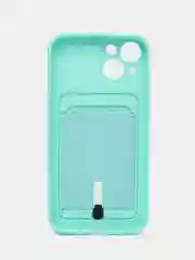 Бирюзовый чехол с карманом для iPhone, защитой камеры, однотонный, силиконовый