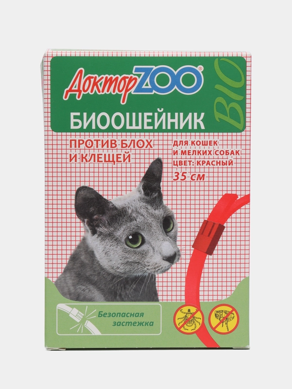 Ошейник Доктор ZOO для кошек и мелких собак против блох и клещей, 35 см