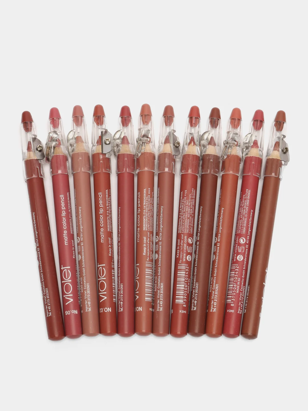 Карандаш для губ Violet Waterproof Lipstick, с точилкой, 12 цветов