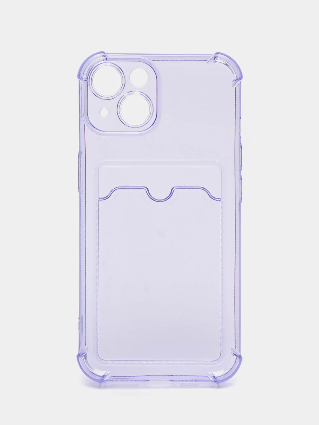 Лавандовый чехол iPhone 15/14/13/12/11/Pro/Max/Plus/Mini/XR/Xs/6/8/7SE с карманом для карт прозрачный