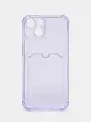 Лавандовый чехол iPhone 15/14/13/12/11/Pro/Max/Plus/Mini/XR/Xs/6/8/7SE с карманом для карт прозрачный